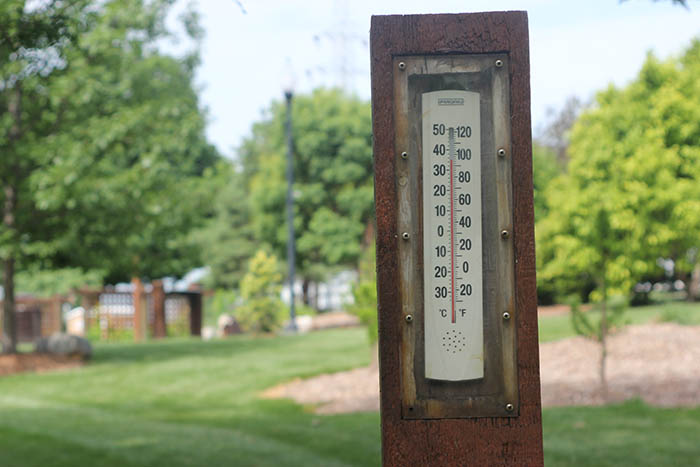 Outdoor thermometer at the OPPD Arboretum