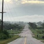 A damaged 69-kv transmission line near Plattsmouth.