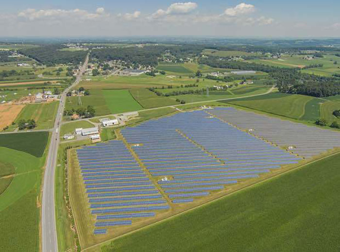 Aerial rendering of a proposed solar energy facility in Saunders County, April 2021. Credit: Community Energy
